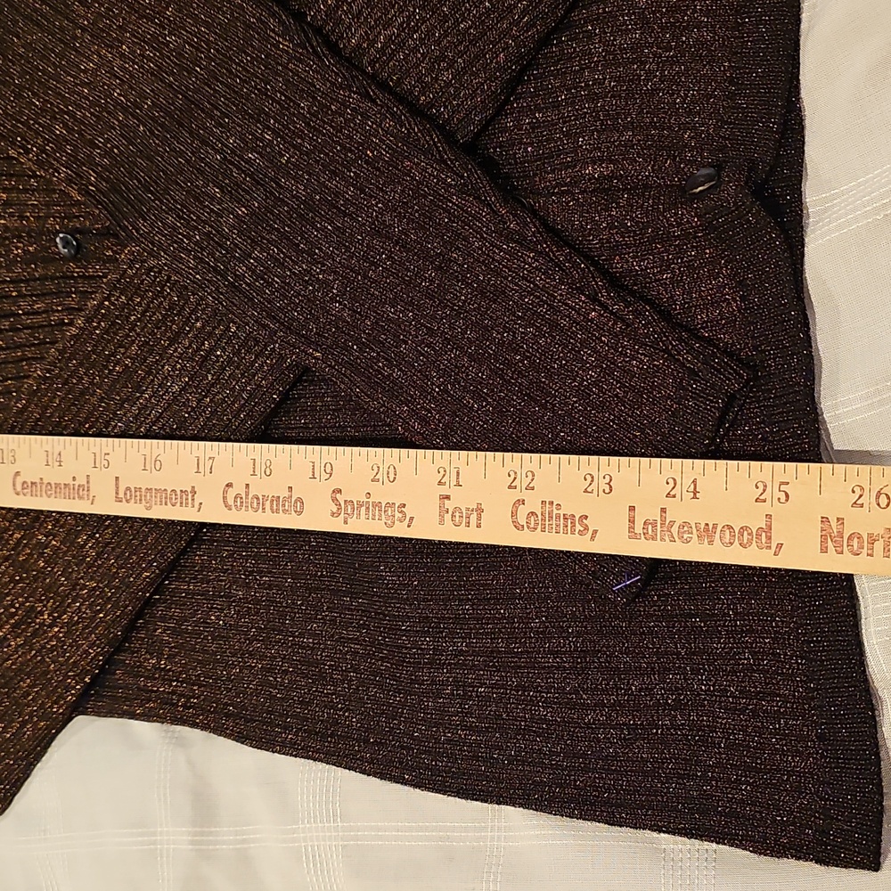 Chico's Metalic Brown Ribbed Cardigan Sweater Very Good Condition - Picture 6 of 9